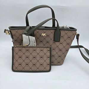 Anne Klein Women's Satchel Bag  Detachable Strap Pouch Logo AKH5230 NWT